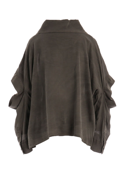 GARMENT-DYED LAWN ELBOW SLIT SHIRT