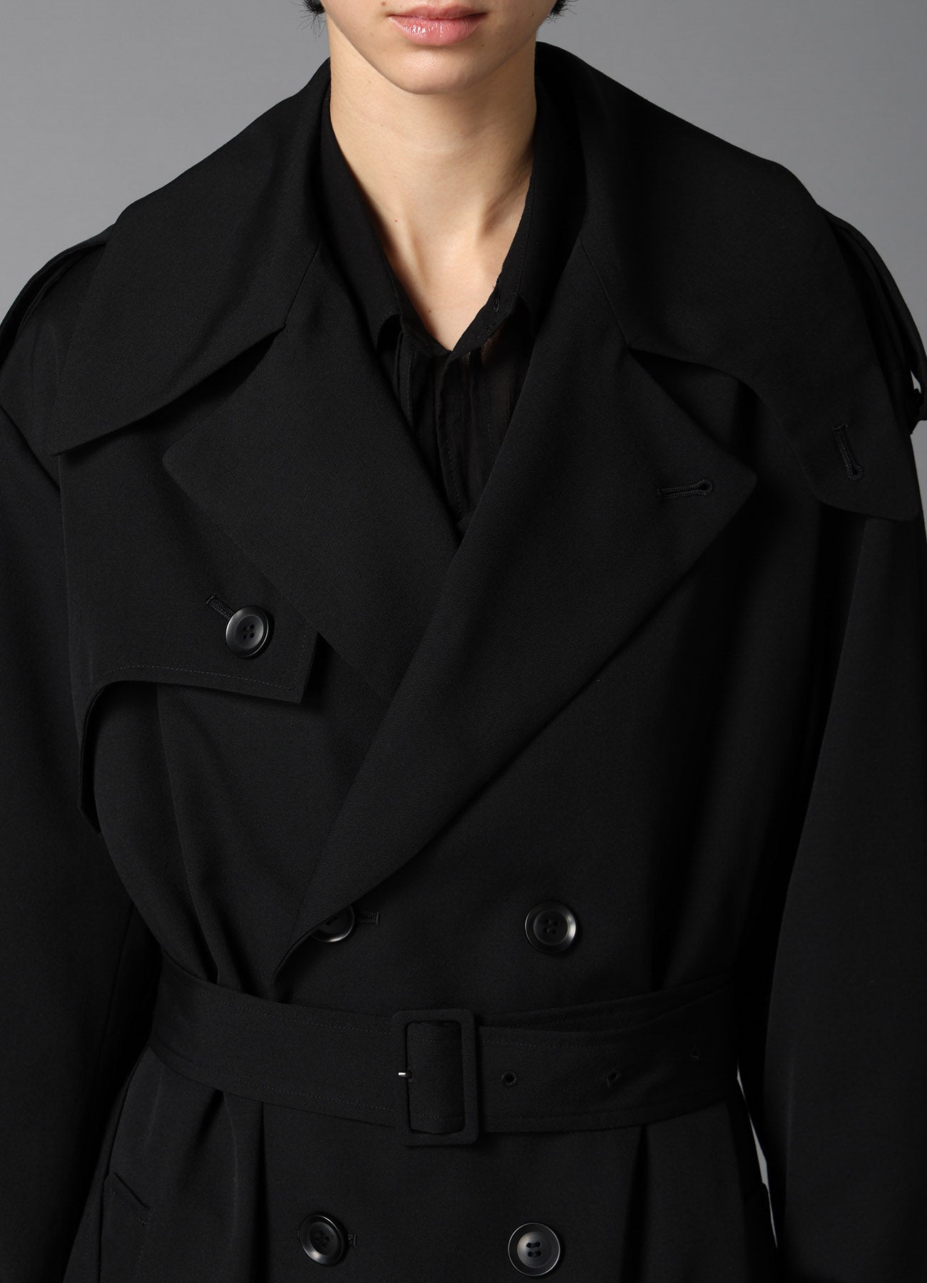 W/GABARDINE LONG TRENCH COAT