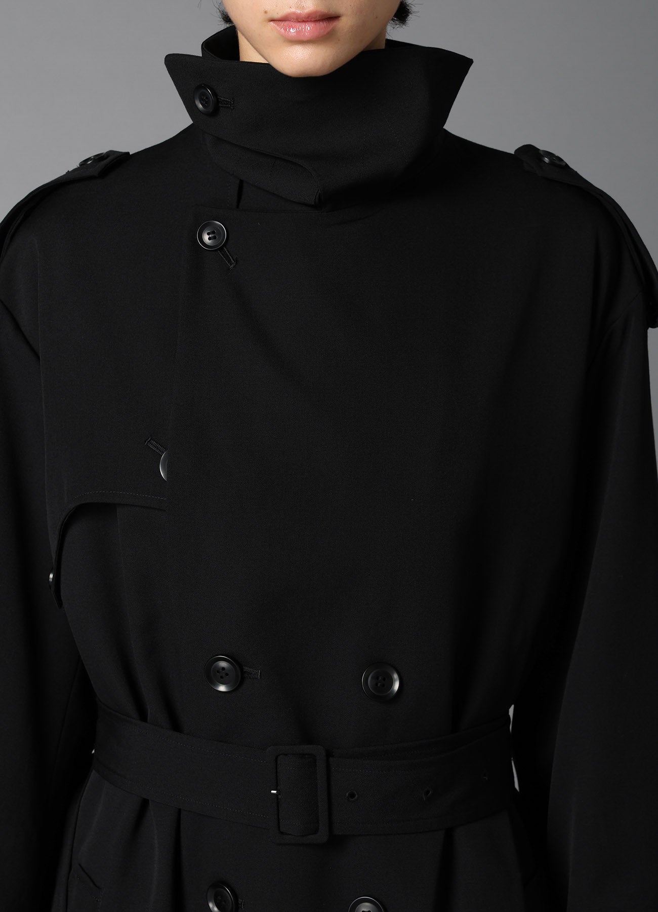W/GABARDINE LONG TRENCH COAT