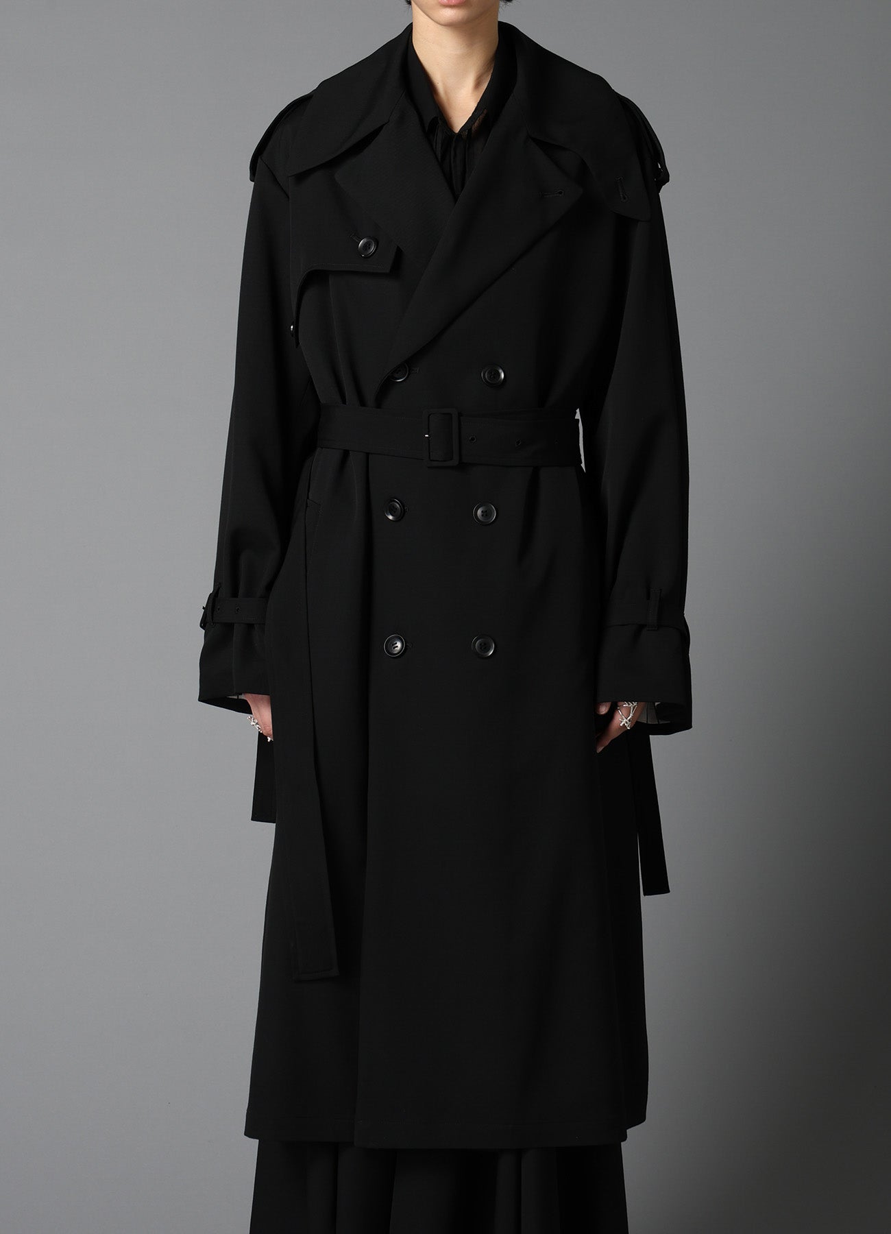 W/GABARDINE LONG TRENCH COAT