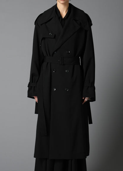 W/GABARDINE LONG TRENCH COAT