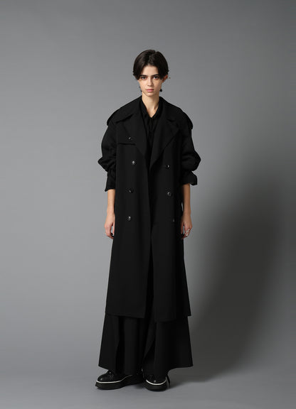 W/GABARDINE LONG TRENCH COAT