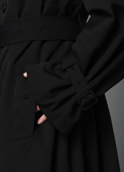 W/GABARDINE LONG TRENCH COAT