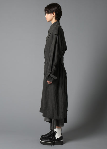 INK DYED LAWN LONG TRENCH COAT