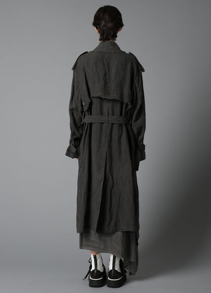 INK DYED LAWN LONG TRENCH COAT