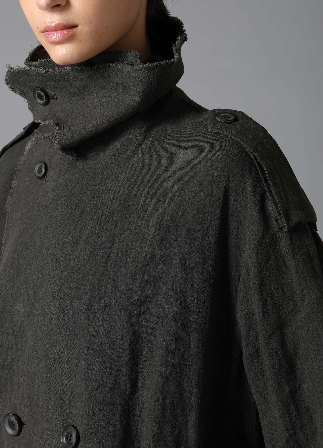INK DYED LAWN LONG TRENCH COAT