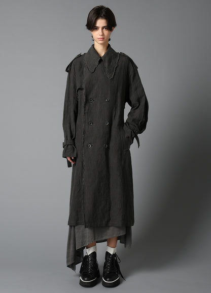 INK DYED LAWN LONG TRENCH COAT