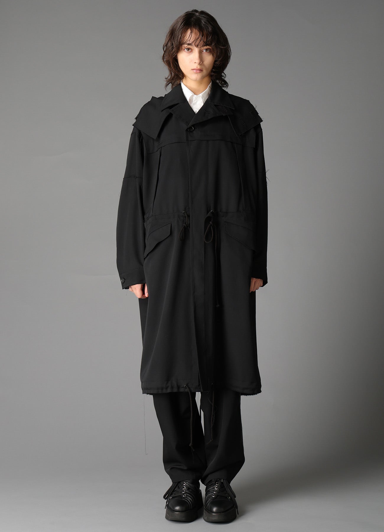 W/GABARDINE HOODED COAT