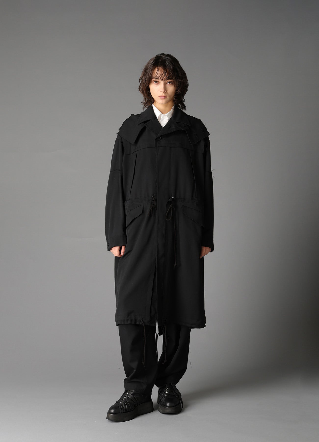W/GABARDINE HOODED COAT