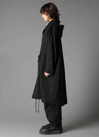 W/GABARDINE HOODED COAT