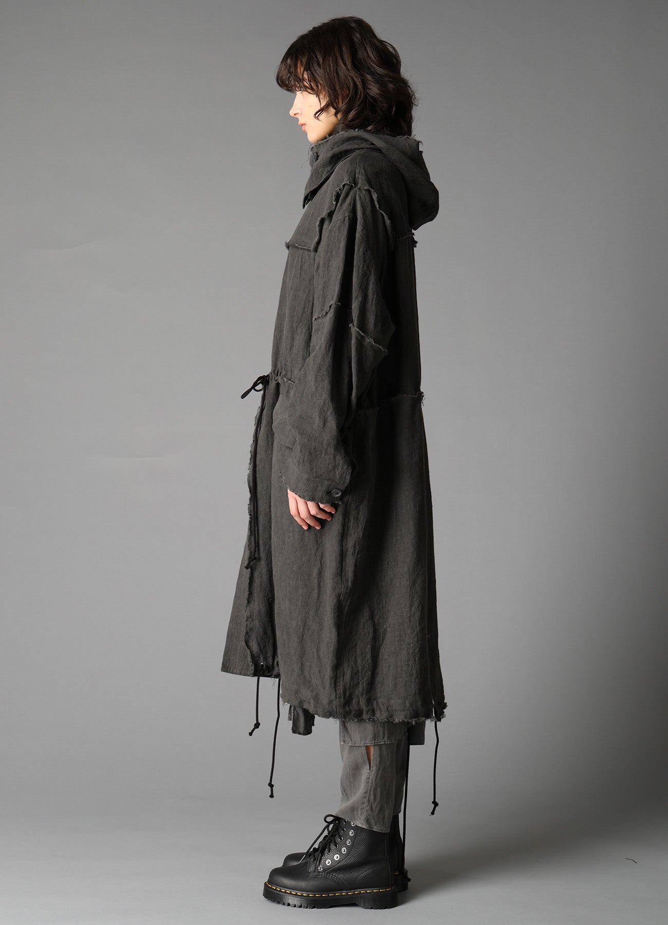 INK DYED LAWN HOODED COAT