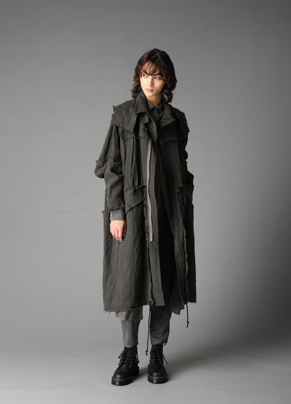 INK DYED LAWN HOODED COAT