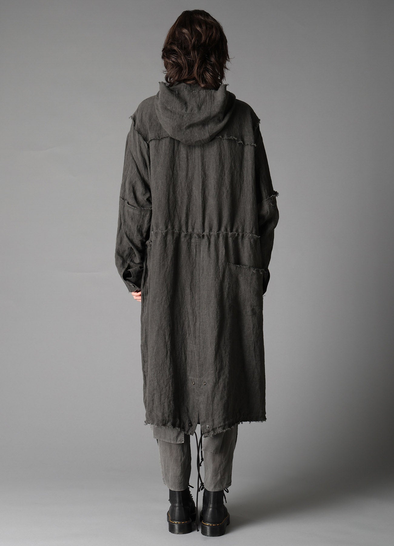 INK DYED LAWN HOODED COAT