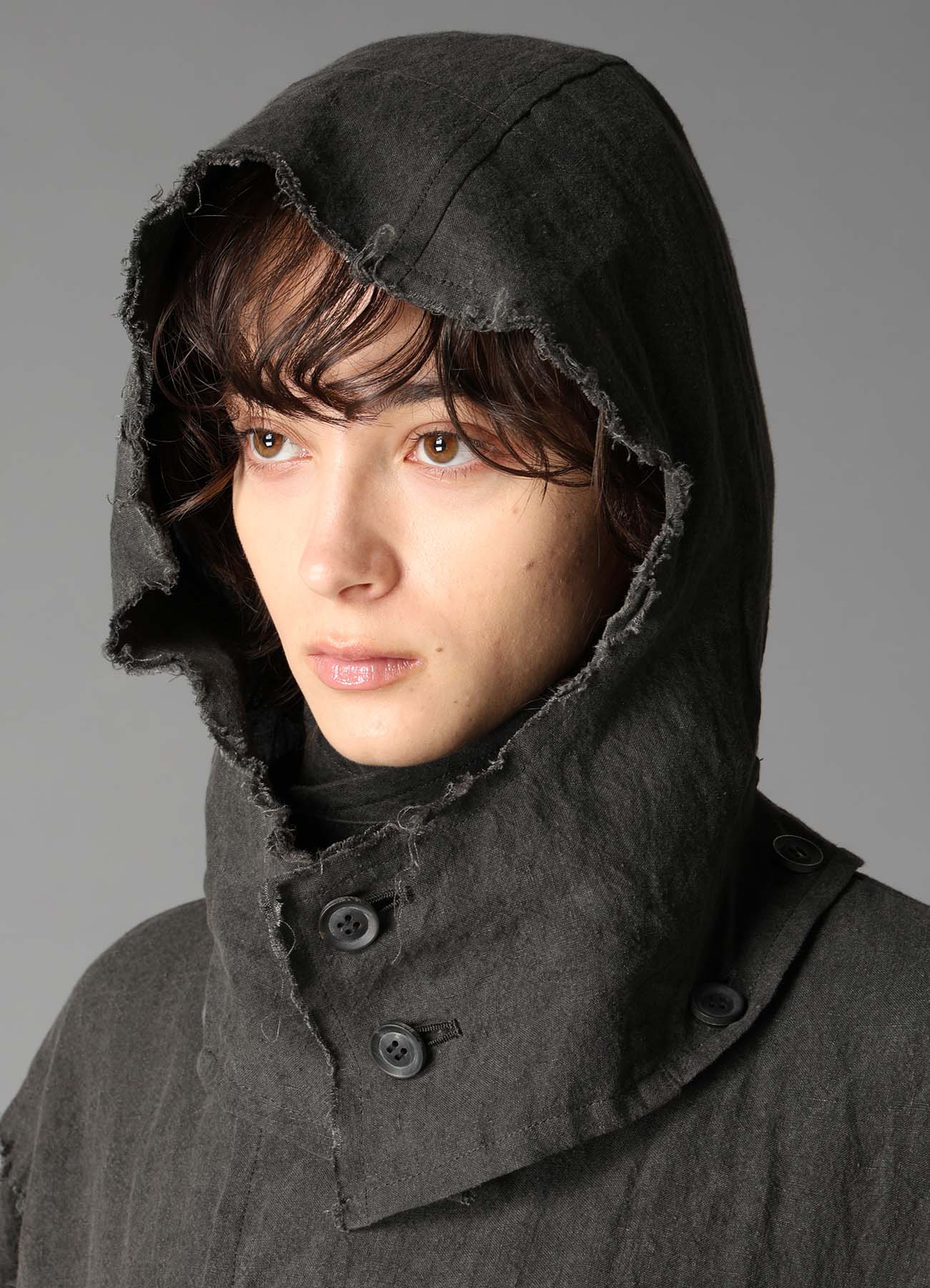 INK DYED LAWN HOODED COAT