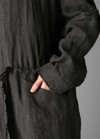 INK DYED LAWN HOODED COAT
