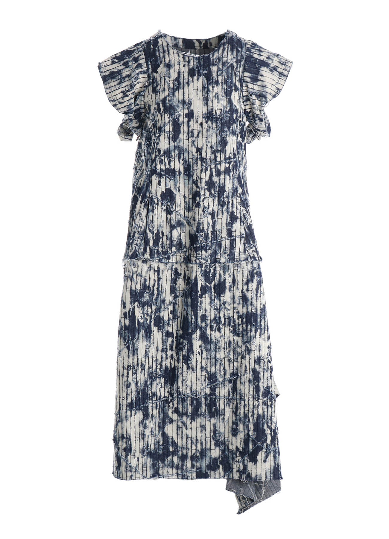 DAMAGED DENIM DESIGNED SLEEVE DRESS