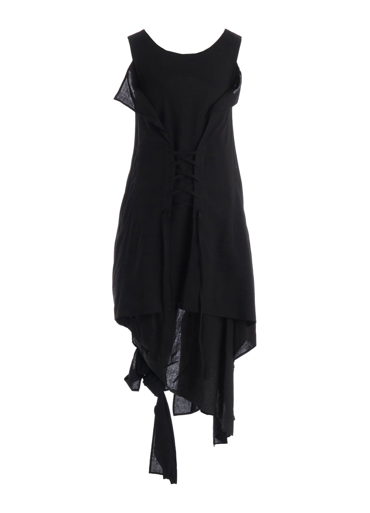 CELLULOSE/ LINEN LAWN LACE UP DRESS