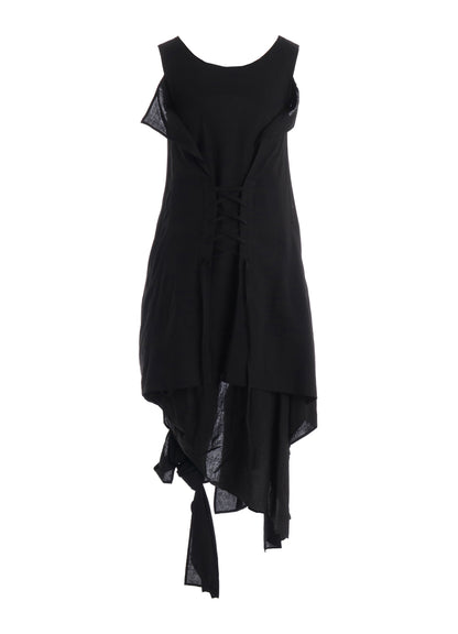 CELLULOSE/ LINEN LAWN LACE UP DRESS