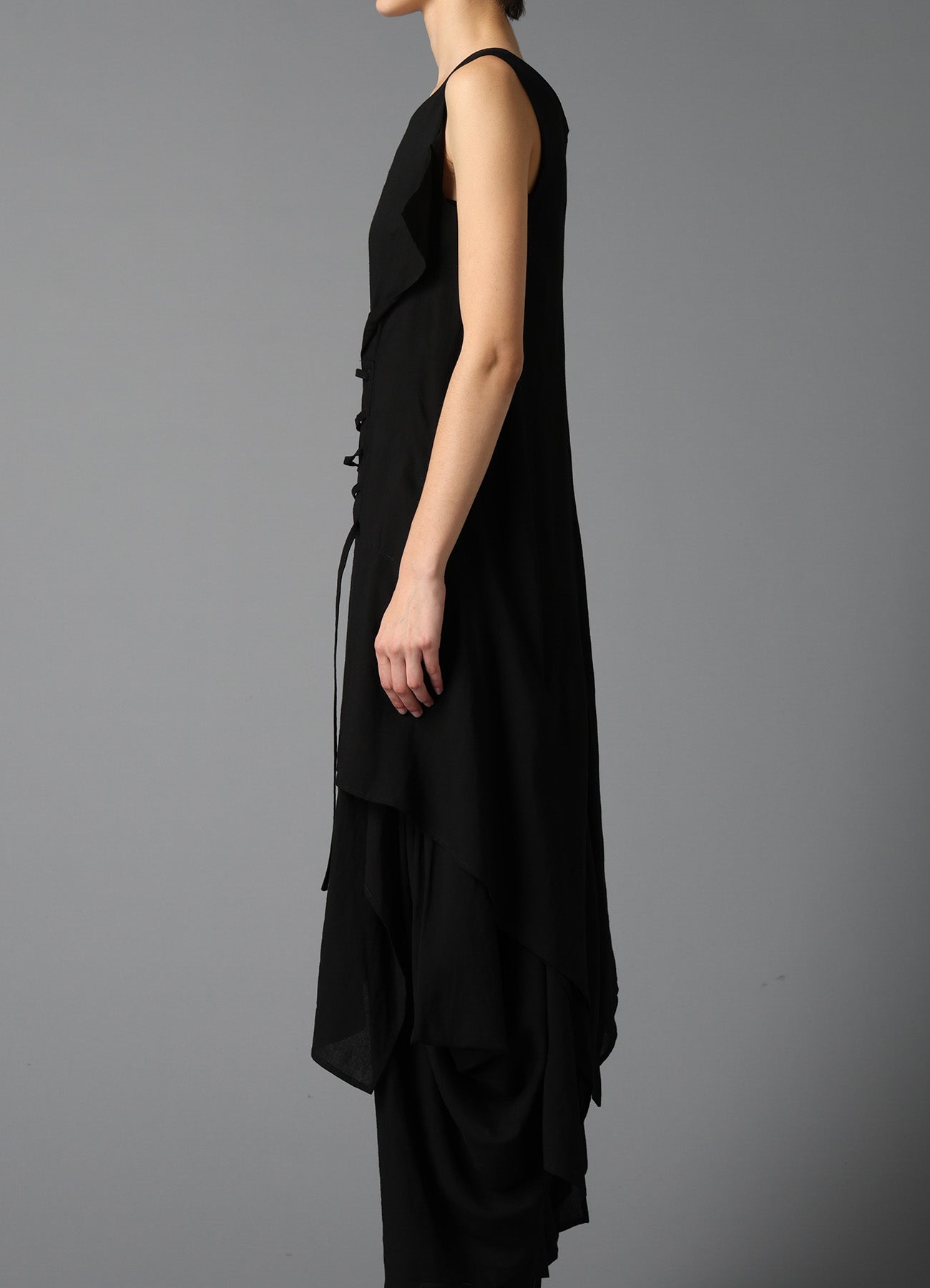 CELLULOSE/ LINEN LAWN LACE UP DRESS