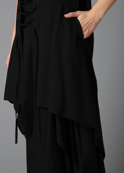 CELLULOSE/ LINEN LAWN LACE UP DRESS