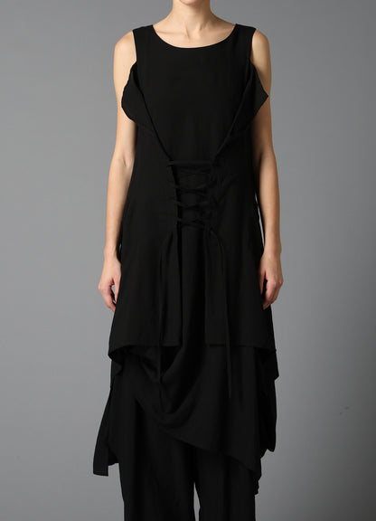 CELLULOSE/ LINEN LAWN LACE UP DRESS