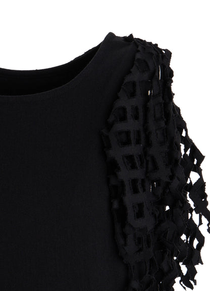 BLACK DENIM DESIGNED PANEL DRESS A