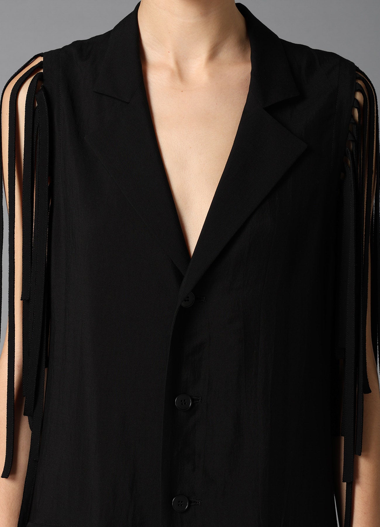 HIGH TWISTED GABARDINE FRINGE DRESS
