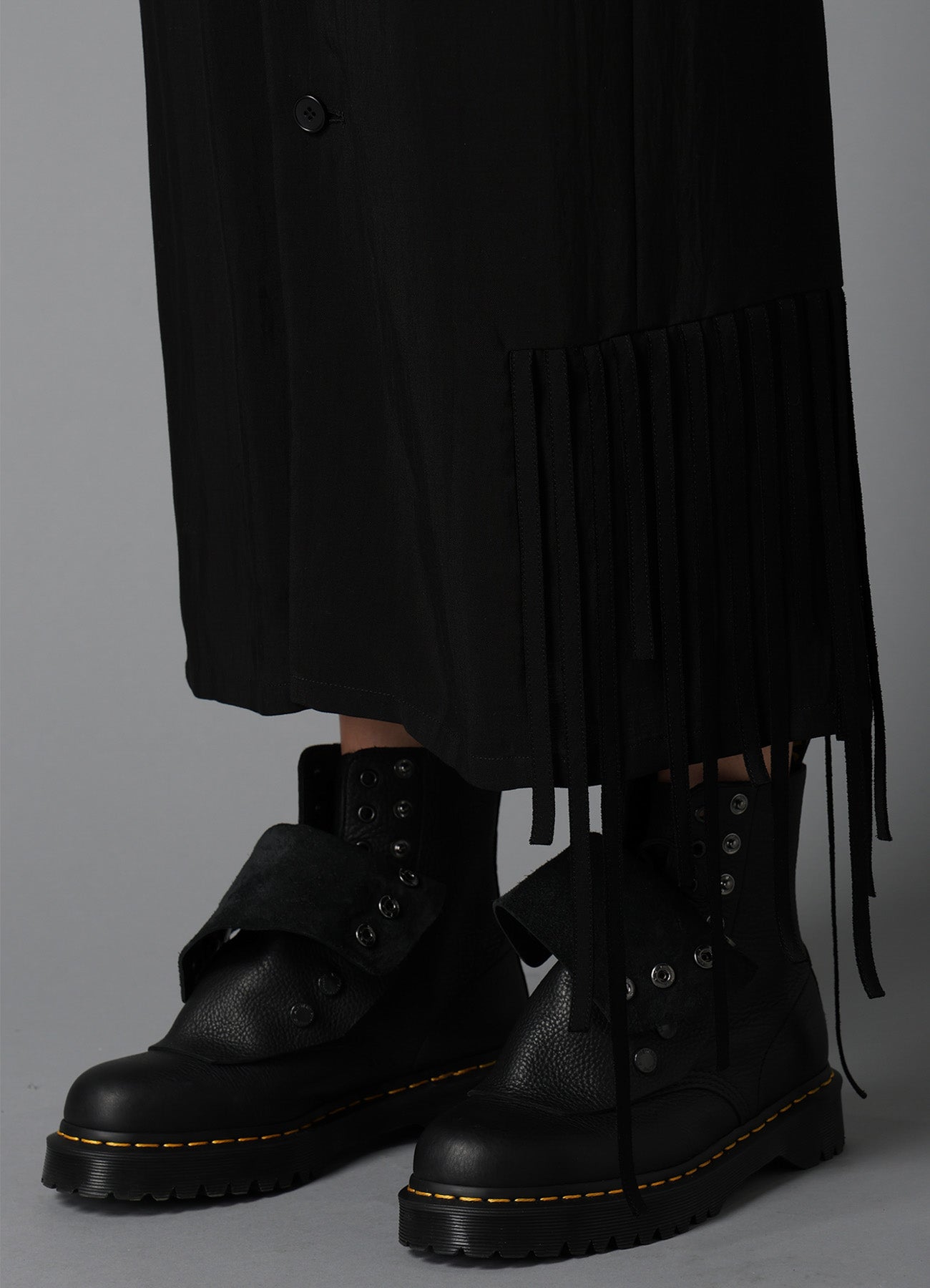 HIGH TWISTED GABARDINE FRINGE DRESS