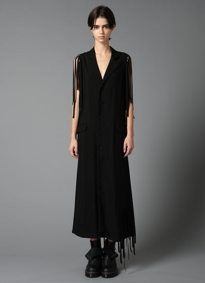 HIGH TWISTED GABARDINE FRINGE DRESS