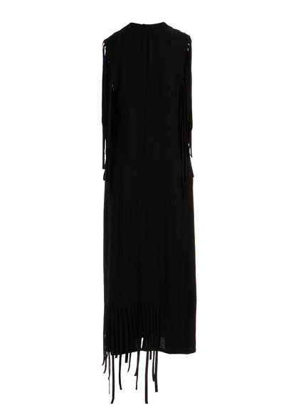 HIGH TWISTED GABARDINE FRINGE DRESS