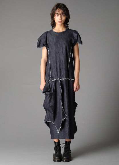6oz DENIM DESIGNED PANEL DRESS B