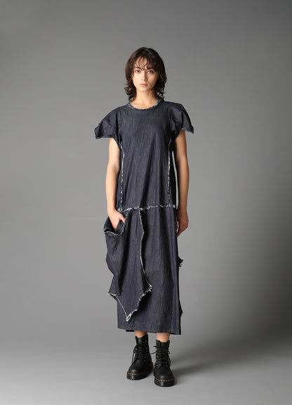 6oz DENIM DESIGNED PANEL DRESS B