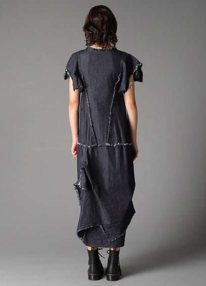 6oz DENIM DESIGNED PANEL DRESS B