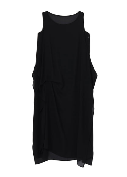 PE GEORGETTE SLEEVELESS SIDE TUCK DRESS