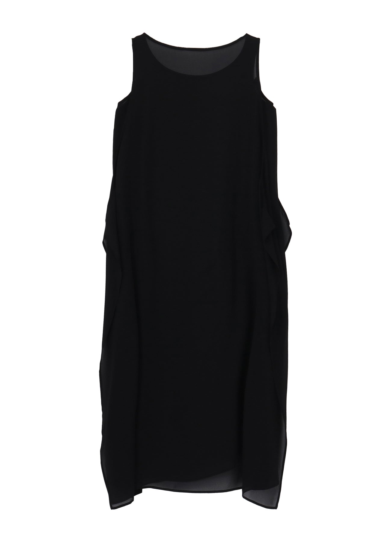 PE GEORGETTE SLEEVELESS SIDE TUCK DRESS