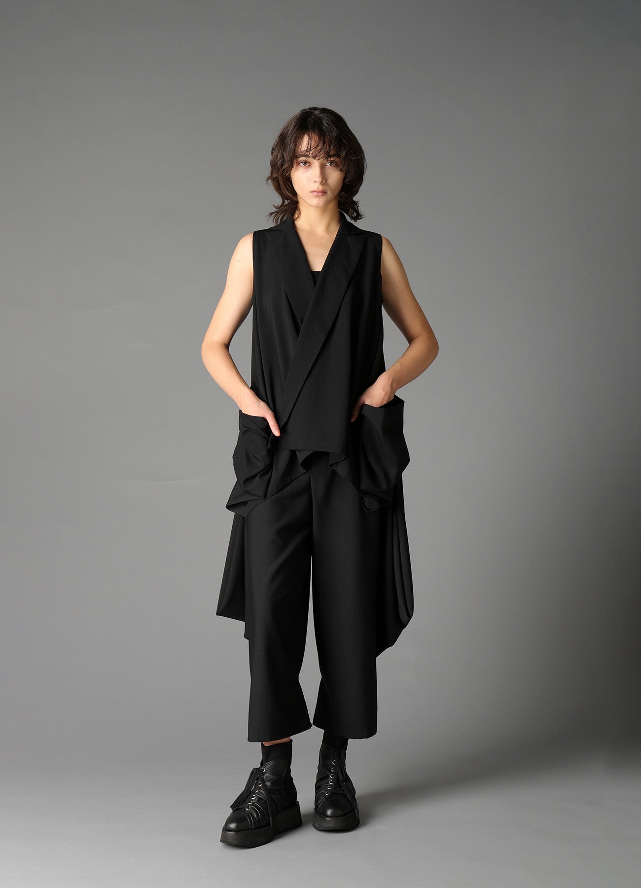 SOFT TANNED LEATHER+ STRETCH TEX DRAPE BOOTS – THE SHOP YOHJI YAMAMOTO