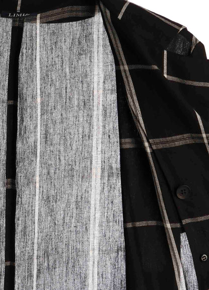 PLAID KHADI DOUBLE FRONT LONG JACKET