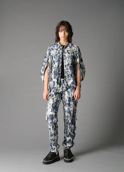 DAMAGED DENIM DESIGNED SLEEVE JACKET A