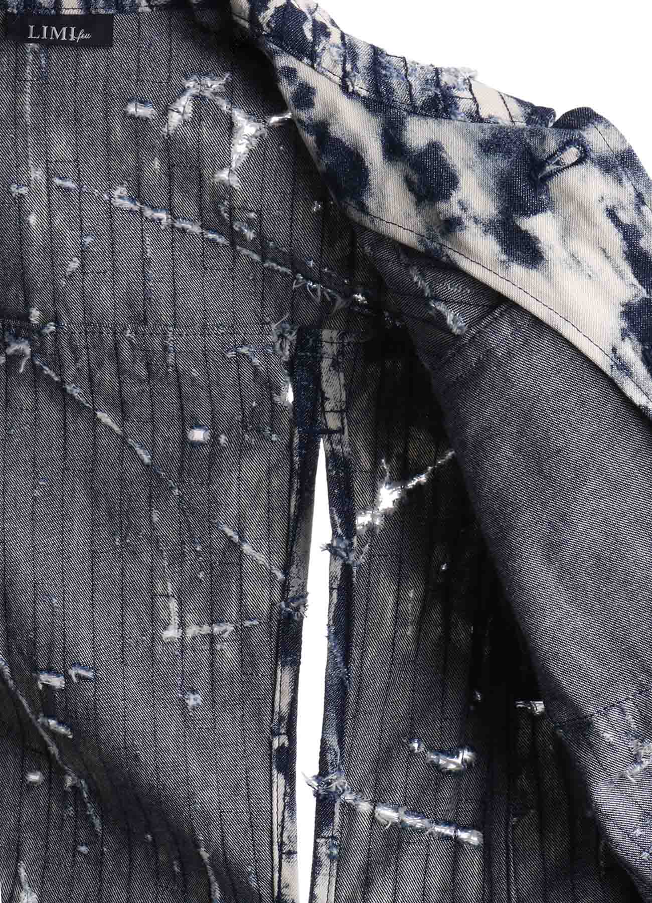 DAMAGED DENIM DESIGNED SLEEVE JACKET A