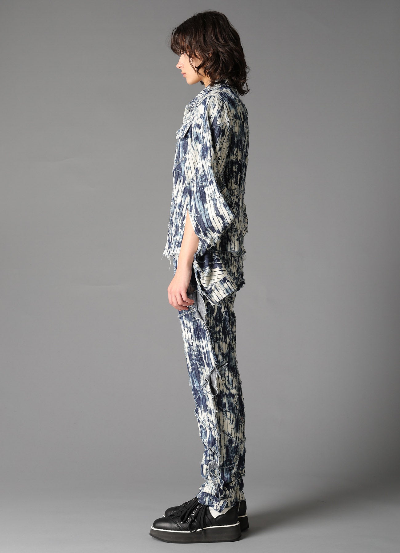 DAMAGED DENIM DESIGNED SLEEVE JACKET A