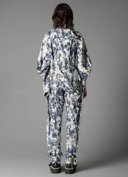 DAMAGED DENIM DESIGNED SLEEVE JACKET A