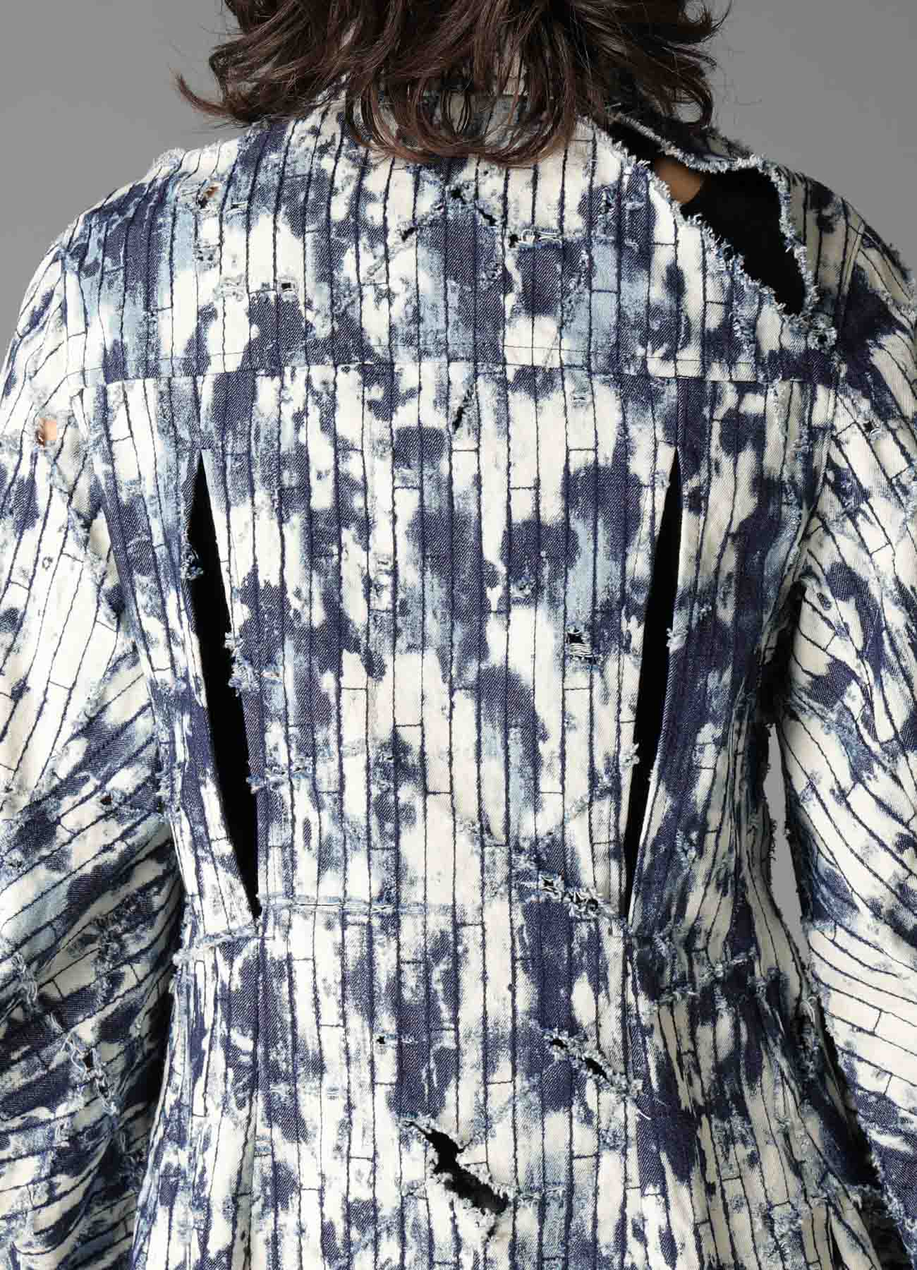 DAMAGED DENIM DESIGNED SLEEVE JACKET A