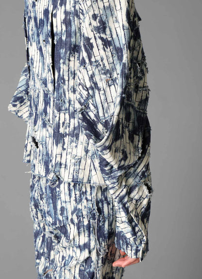 DAMAGED DENIM DESIGNED SLEEVE JACKET A