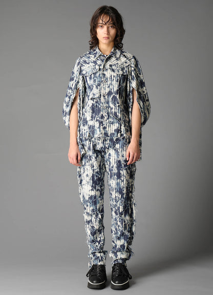 DAMAGED DENIM DESIGNED SLEEVE JACKET A