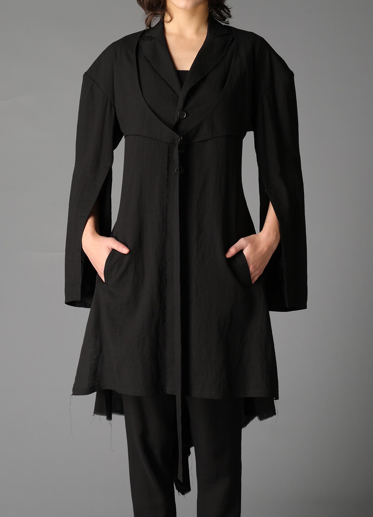 CELLULOSE/ LINEN LAWN BIG SHOULDER JACKET