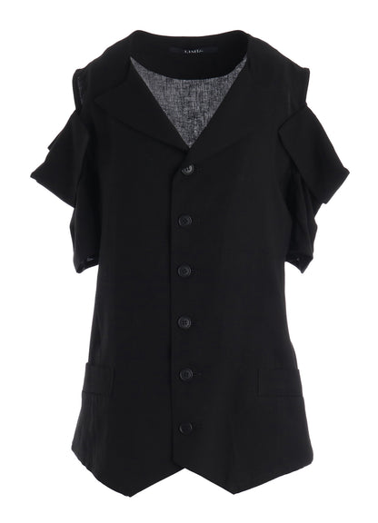 CELLULOSE/ LINEN LAWN OPEN SHOULDER JACKET