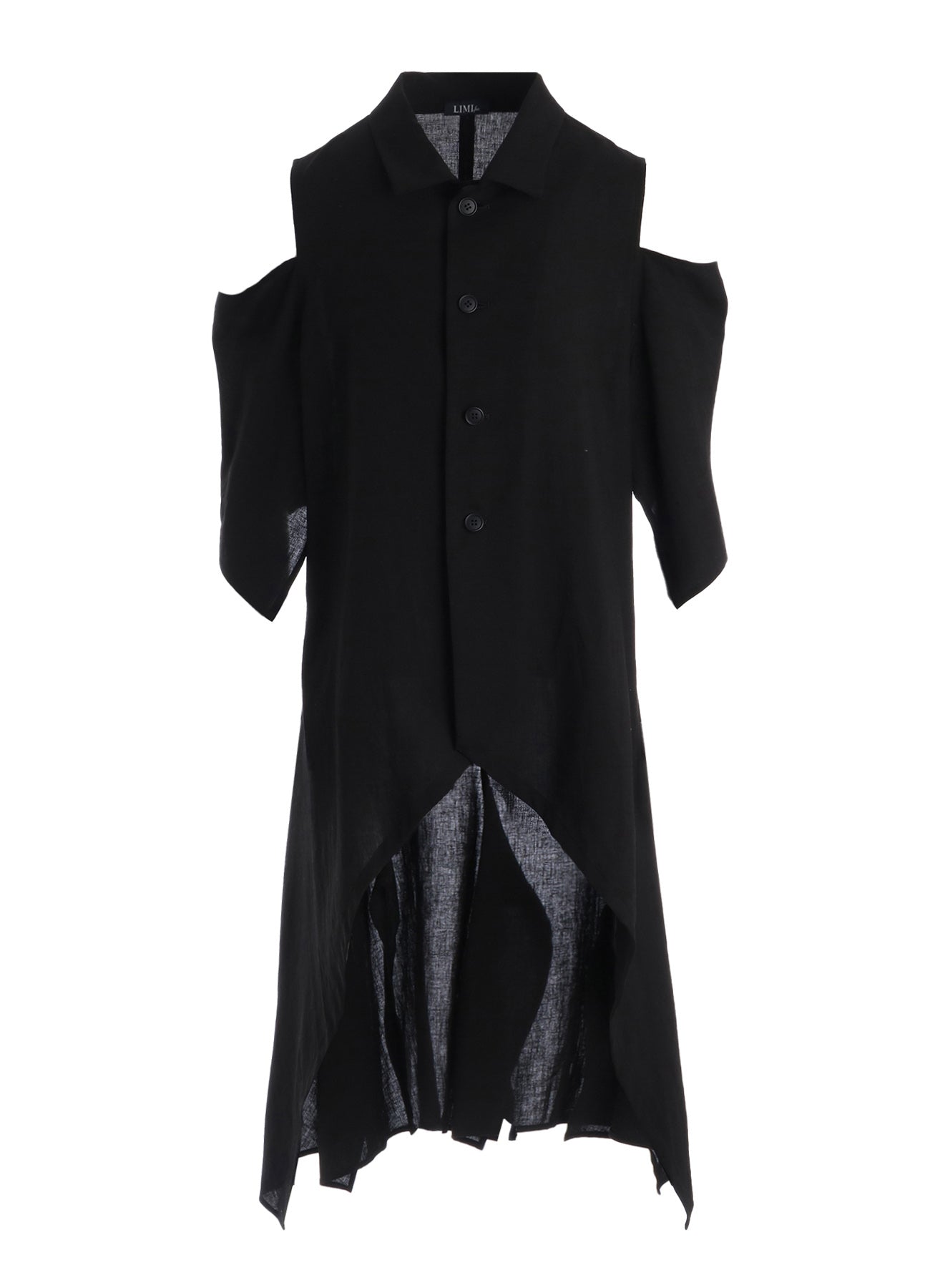 CELLULOSE/ LINEN LAWN OPEN SHOULDER LONG JACKET