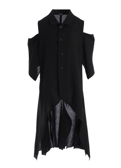 CELLULOSE/ LINEN LAWN OPEN SHOULDER LONG JACKET