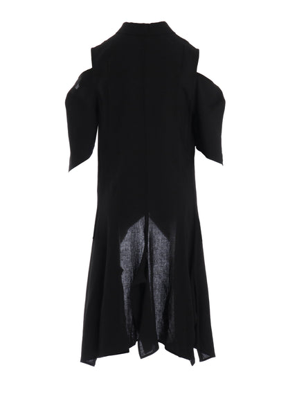 CELLULOSE/ LINEN LAWN OPEN SHOULDER LONG JACKET