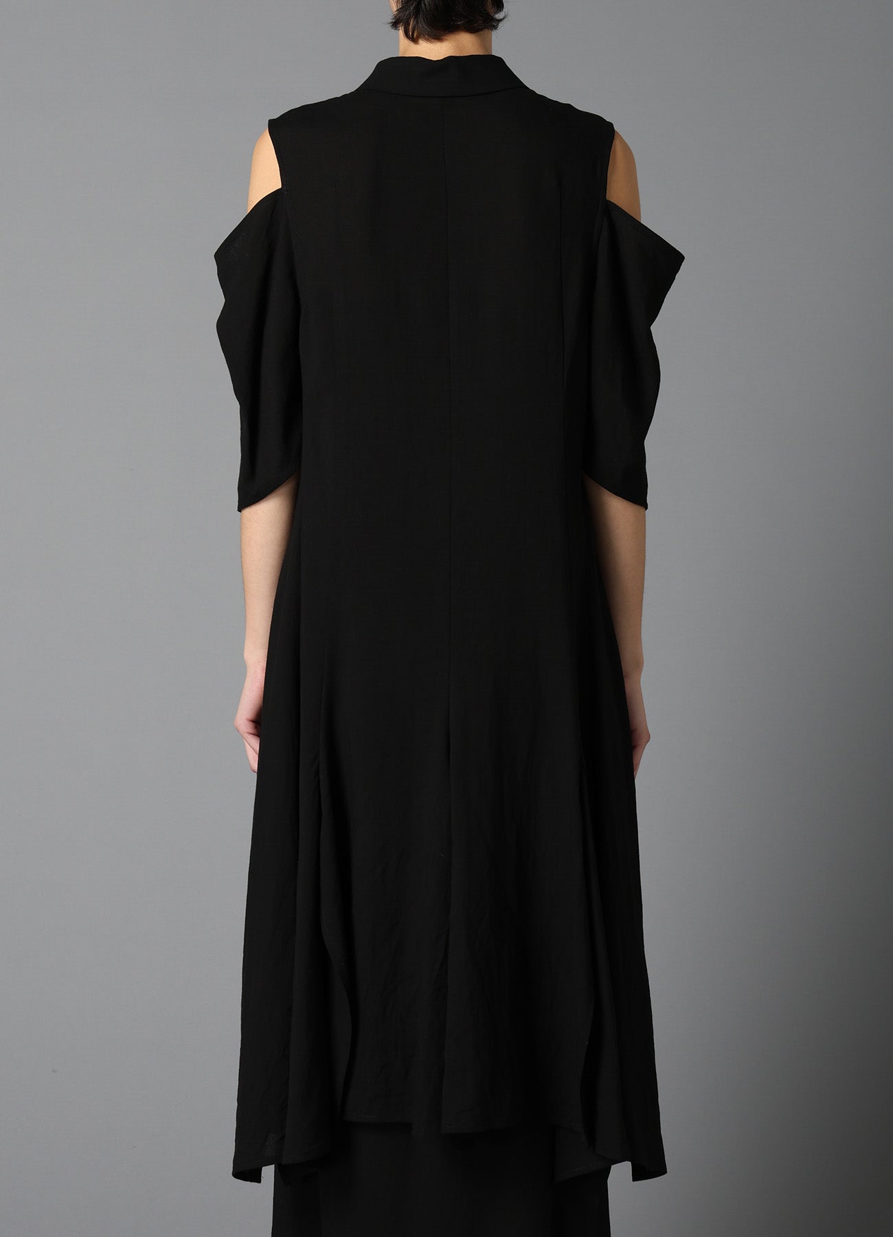 CELLULOSE/ LINEN LAWN OPEN SHOULDER LONG JACKET